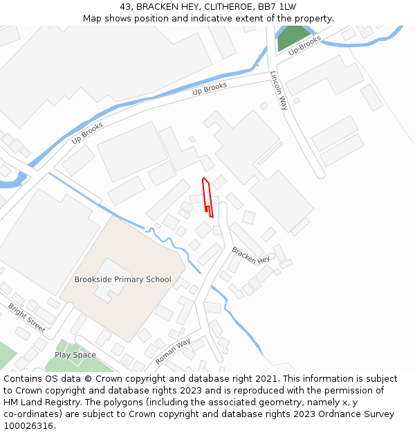 43, BRACKEN HEY, CLITHEROE, BB7 1LW: Location map and indicative extent of plot