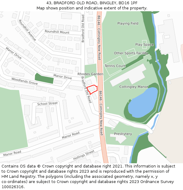 43, BRADFORD OLD ROAD, BINGLEY, BD16 1PF: Location map and indicative extent of plot
