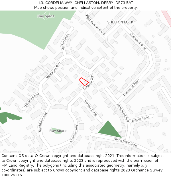 43, CORDELIA WAY, CHELLASTON, DERBY, DE73 5AT: Location map and indicative extent of plot