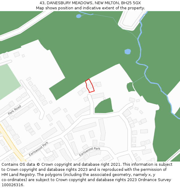 43, DANESBURY MEADOWS, NEW MILTON, BH25 5GX: Location map and indicative extent of plot
