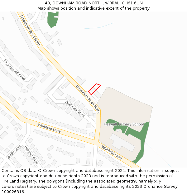 43, DOWNHAM ROAD NORTH, WIRRAL, CH61 6UN: Location map and indicative extent of plot