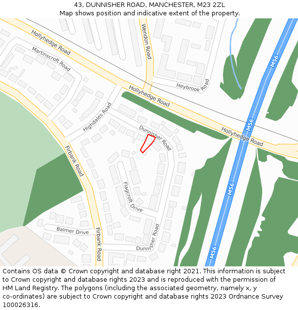 43, DUNNISHER ROAD, MANCHESTER, M23 2ZL: Location map and indicative extent of plot