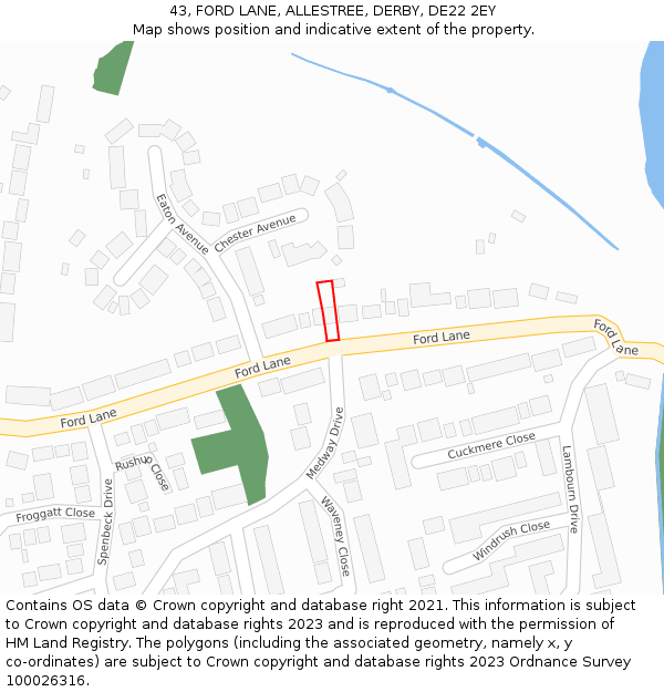 43, FORD LANE, ALLESTREE, DERBY, DE22 2EY: Location map and indicative extent of plot