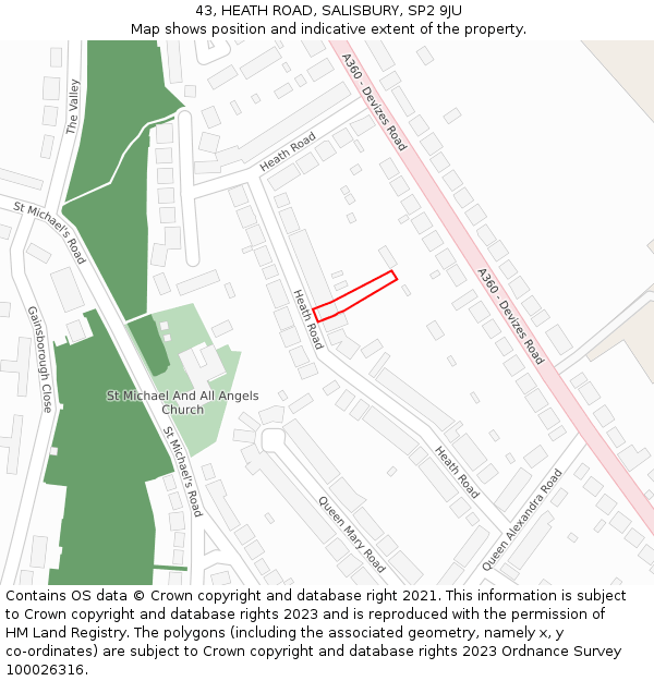 43, HEATH ROAD, SALISBURY, SP2 9JU: Location map and indicative extent of plot