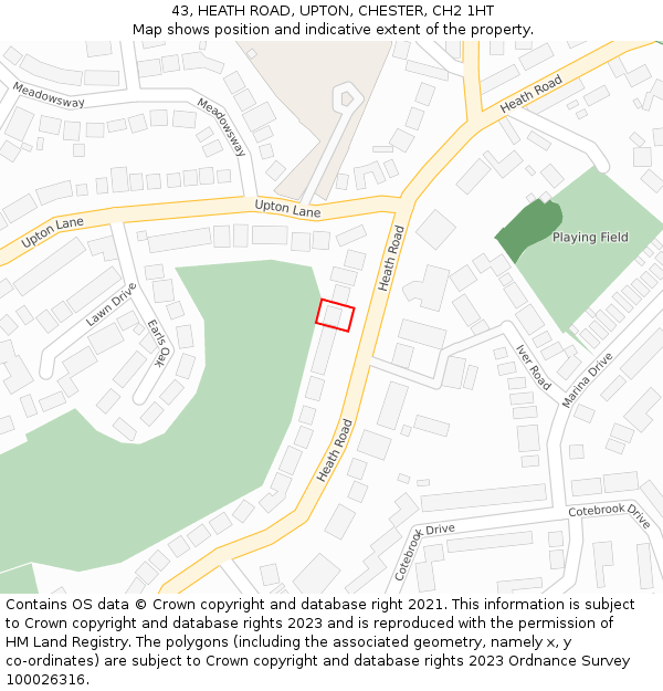 43, HEATH ROAD, UPTON, CHESTER, CH2 1HT: Location map and indicative extent of plot