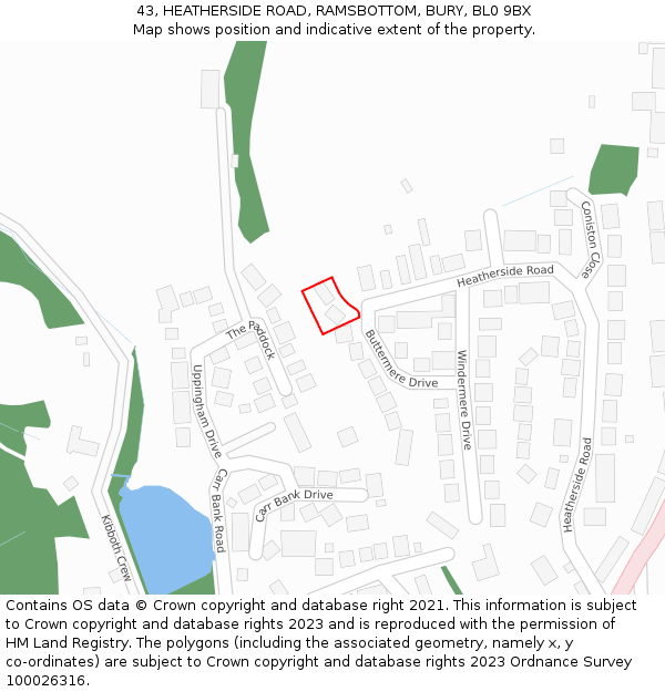 43, HEATHERSIDE ROAD, RAMSBOTTOM, BURY, BL0 9BX: Location map and indicative extent of plot