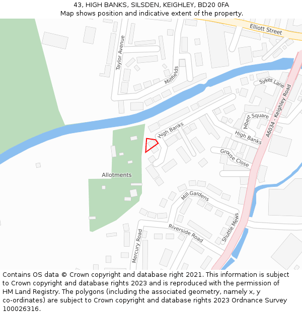 43, HIGH BANKS, SILSDEN, KEIGHLEY, BD20 0FA: Location map and indicative extent of plot