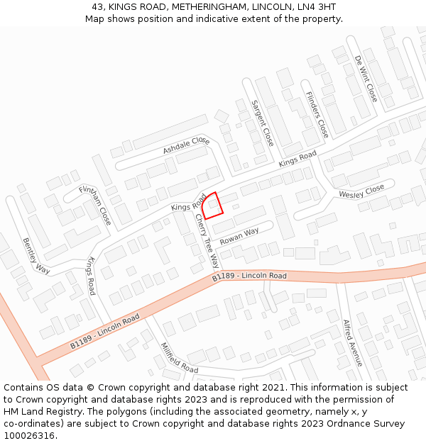43, KINGS ROAD, METHERINGHAM, LINCOLN, LN4 3HT: Location map and indicative extent of plot