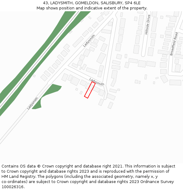 43, LADYSMITH, GOMELDON, SALISBURY, SP4 6LE: Location map and indicative extent of plot