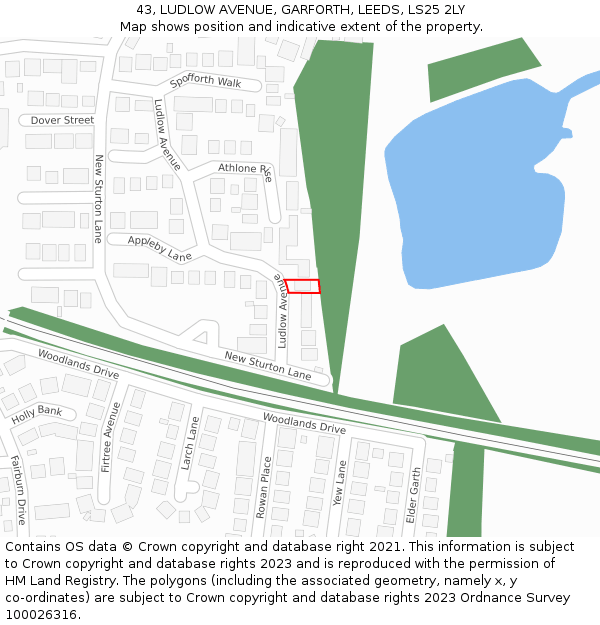 43, LUDLOW AVENUE, GARFORTH, LEEDS, LS25 2LY: Location map and indicative extent of plot
