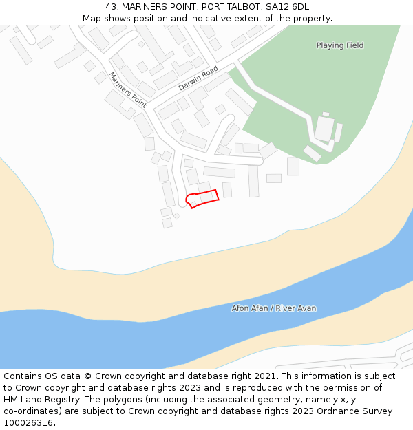 43, MARINERS POINT, PORT TALBOT, SA12 6DL: Location map and indicative extent of plot