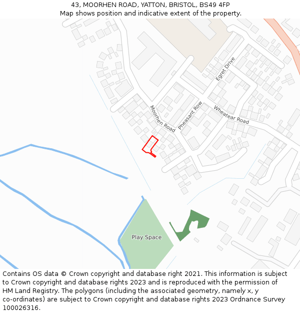 43, MOORHEN ROAD, YATTON, BRISTOL, BS49 4FP: Location map and indicative extent of plot