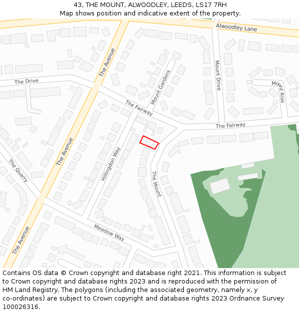 43, THE MOUNT, ALWOODLEY, LEEDS, LS17 7RH: Location map and indicative extent of plot