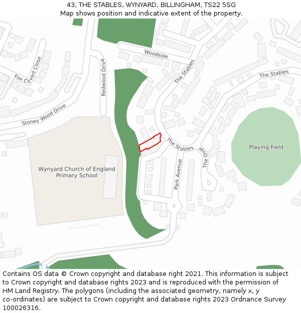 43, THE STABLES, WYNYARD, BILLINGHAM, TS22 5SG: Location map and indicative extent of plot