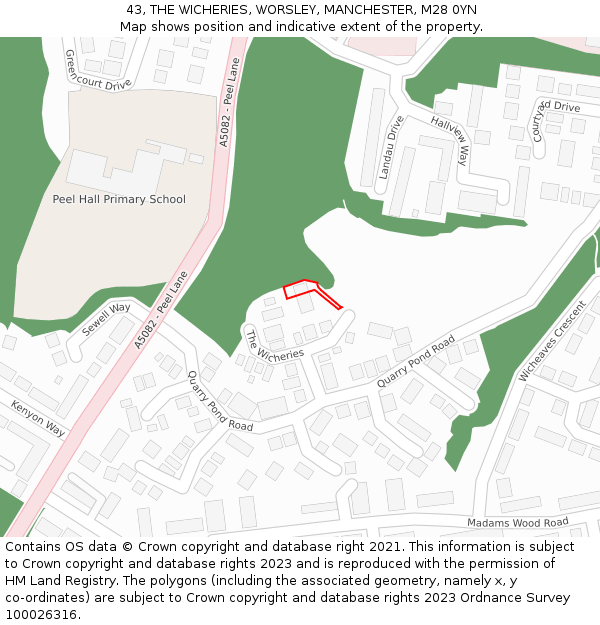 43, THE WICHERIES, WORSLEY, MANCHESTER, M28 0YN: Location map and indicative extent of plot