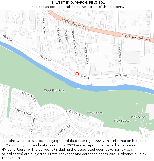 43, WEST END, MARCH, PE15 8DL: Location map and indicative extent of plot