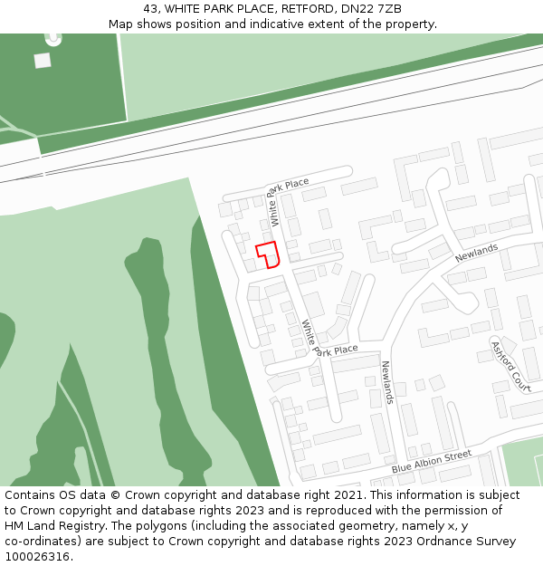 43, WHITE PARK PLACE, RETFORD, DN22 7ZB: Location map and indicative extent of plot