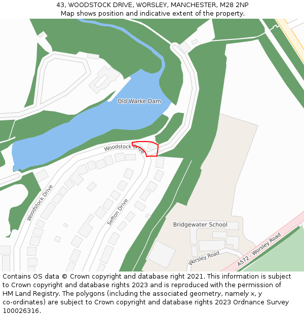 43, WOODSTOCK DRIVE, WORSLEY, MANCHESTER, M28 2NP: Location map and indicative extent of plot