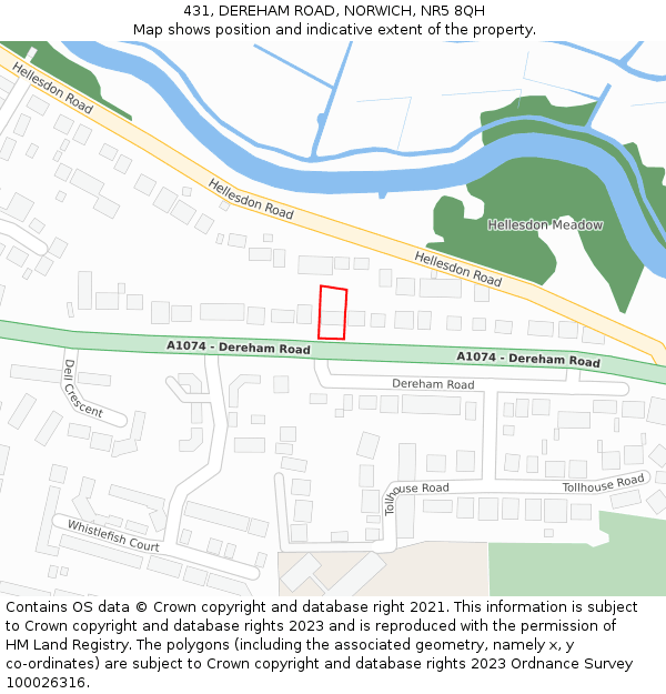 431, DEREHAM ROAD, NORWICH, NR5 8QH: Location map and indicative extent of plot