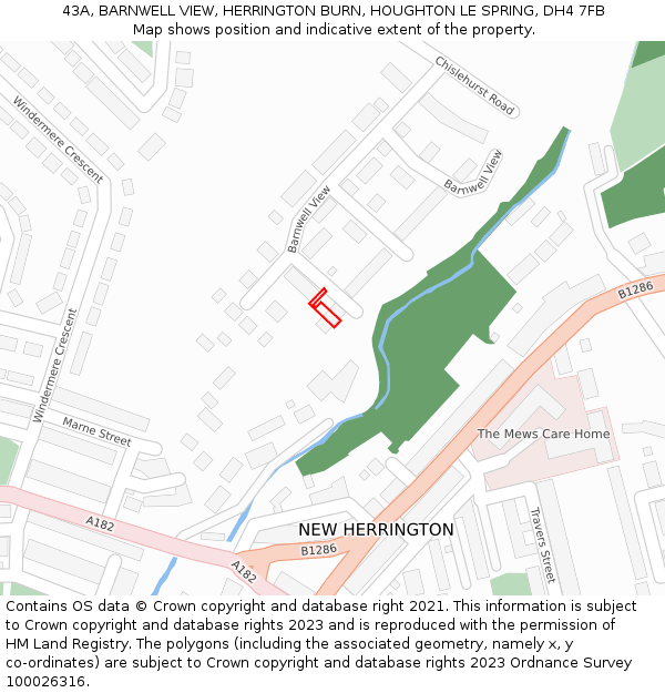 43A, BARNWELL VIEW, HERRINGTON BURN, HOUGHTON LE SPRING, DH4 7FB: Location map and indicative extent of plot
