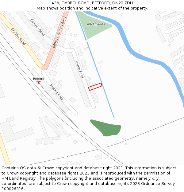 43A, DARREL ROAD, RETFORD, DN22 7DH: Location map and indicative extent of plot