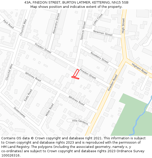 43A, FINEDON STREET, BURTON LATIMER, KETTERING, NN15 5SB: Location map and indicative extent of plot