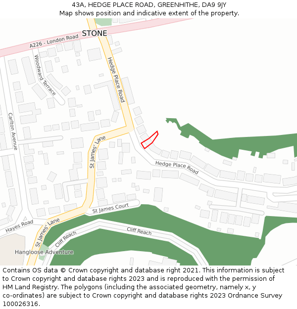 43A, HEDGE PLACE ROAD, GREENHITHE, DA9 9JY: Location map and indicative extent of plot