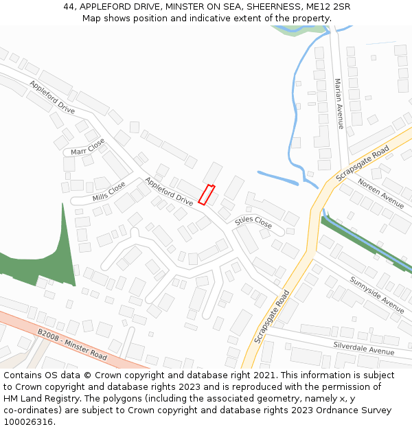44, APPLEFORD DRIVE, MINSTER ON SEA, SHEERNESS, ME12 2SR: Location map and indicative extent of plot