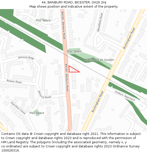 44, BANBURY ROAD, BICESTER, OX26 2HJ: Location map and indicative extent of plot