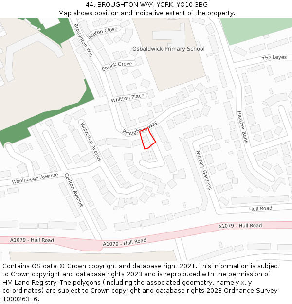 44, BROUGHTON WAY, YORK, YO10 3BG: Location map and indicative extent of plot