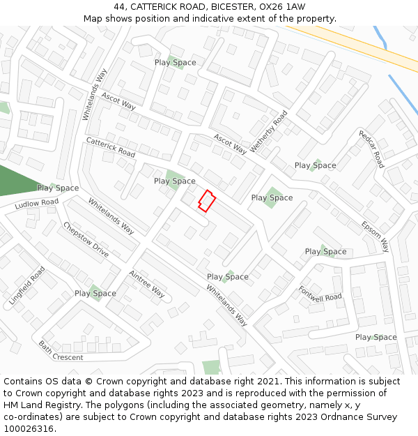 44, CATTERICK ROAD, BICESTER, OX26 1AW: Location map and indicative extent of plot
