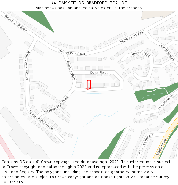 44, DAISY FIELDS, BRADFORD, BD2 1DZ: Location map and indicative extent of plot
