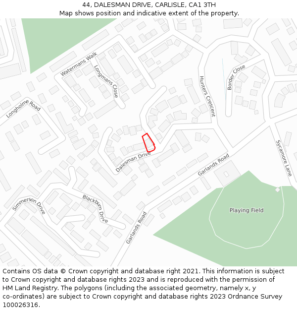 44, DALESMAN DRIVE, CARLISLE, CA1 3TH: Location map and indicative extent of plot