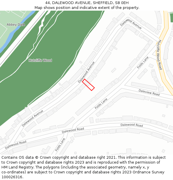 44, DALEWOOD AVENUE, SHEFFIELD, S8 0EH: Location map and indicative extent of plot