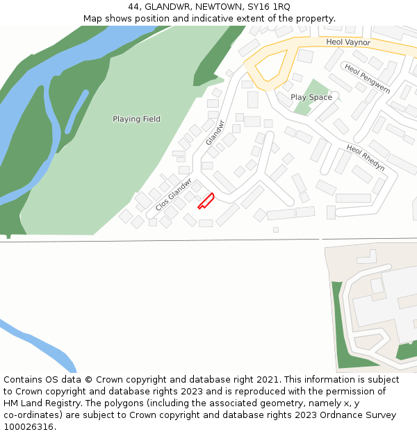44, GLANDWR, NEWTOWN, SY16 1RQ: Location map and indicative extent of plot