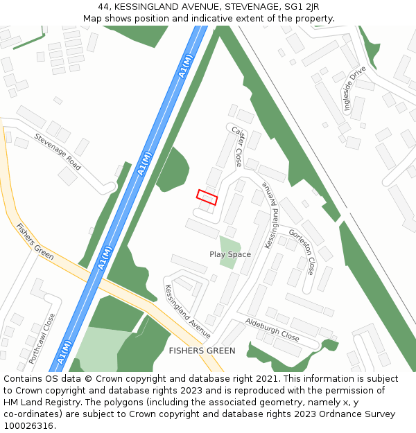 44, KESSINGLAND AVENUE, STEVENAGE, SG1 2JR: Location map and indicative extent of plot