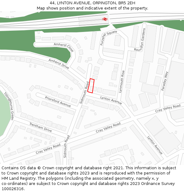 44, LYNTON AVENUE, ORPINGTON, BR5 2EH: Location map and indicative extent of plot