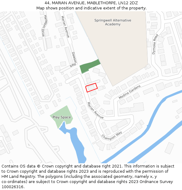 44, MARIAN AVENUE, MABLETHORPE, LN12 2DZ: Location map and indicative extent of plot