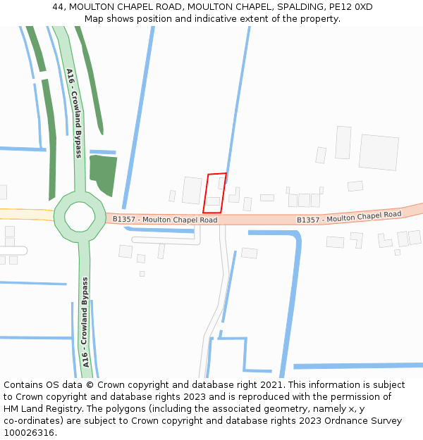 44, MOULTON CHAPEL ROAD, MOULTON CHAPEL, SPALDING, PE12 0XD: Location map and indicative extent of plot