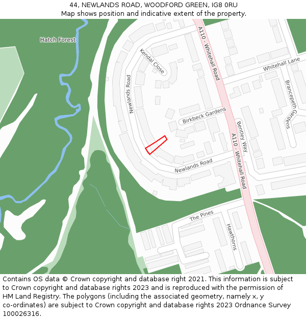 44, NEWLANDS ROAD, WOODFORD GREEN, IG8 0RU: Location map and indicative extent of plot