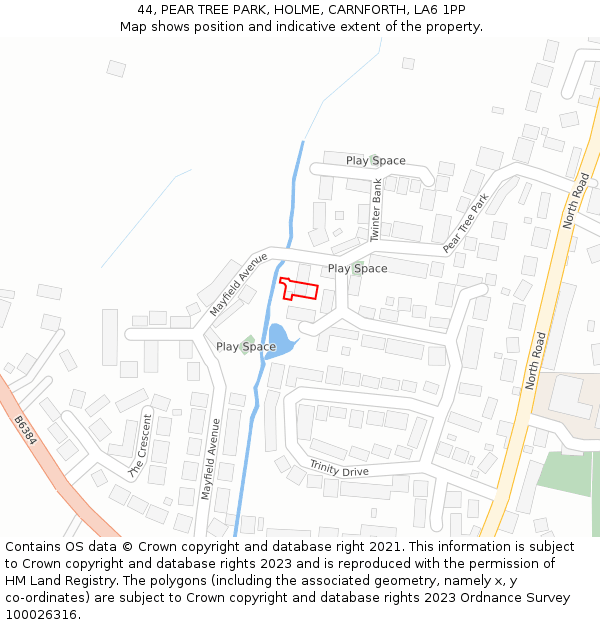 44, PEAR TREE PARK, HOLME, CARNFORTH, LA6 1PP: Location map and indicative extent of plot