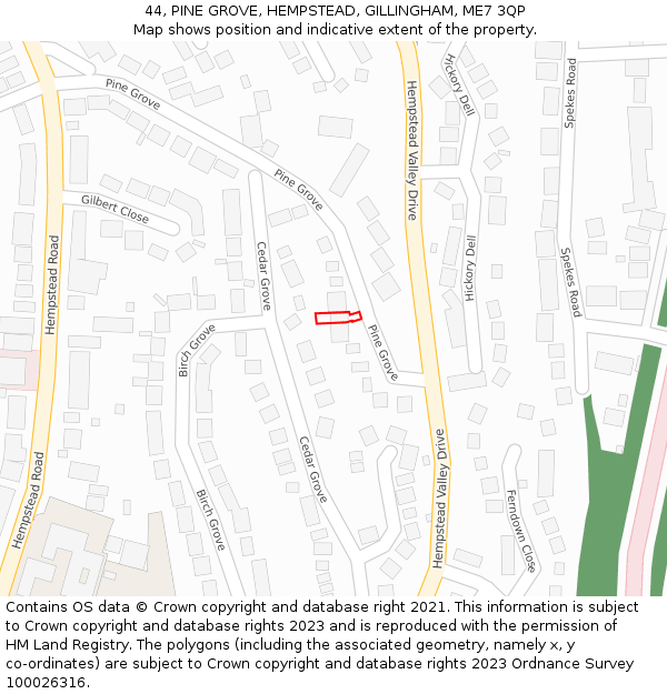 44, PINE GROVE, HEMPSTEAD, GILLINGHAM, ME7 3QP: Location map and indicative extent of plot