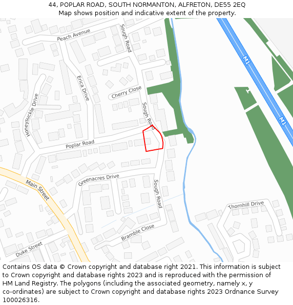 44, POPLAR ROAD, SOUTH NORMANTON, ALFRETON, DE55 2EQ: Location map and indicative extent of plot