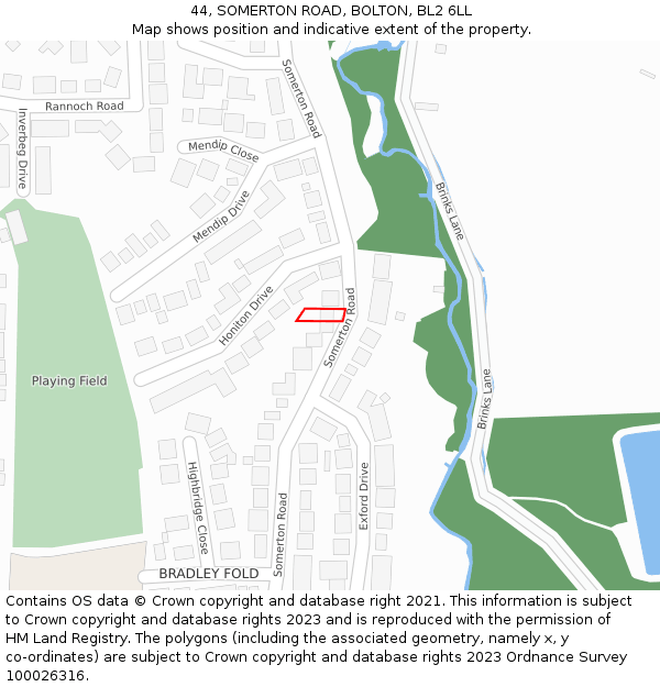 44, SOMERTON ROAD, BOLTON, BL2 6LL: Location map and indicative extent of plot