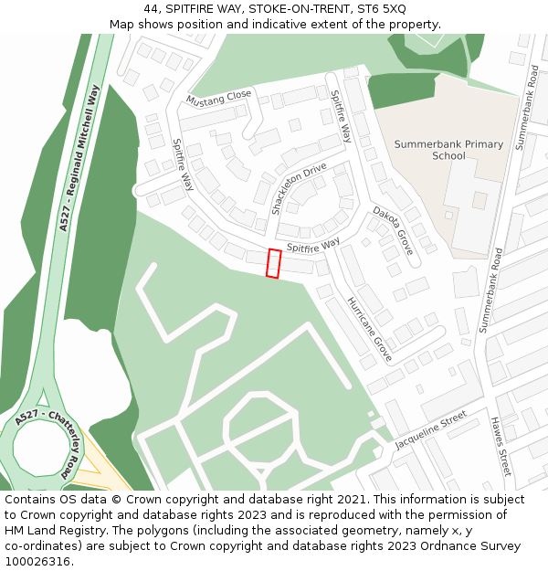 44, SPITFIRE WAY, STOKE-ON-TRENT, ST6 5XQ: Location map and indicative extent of plot