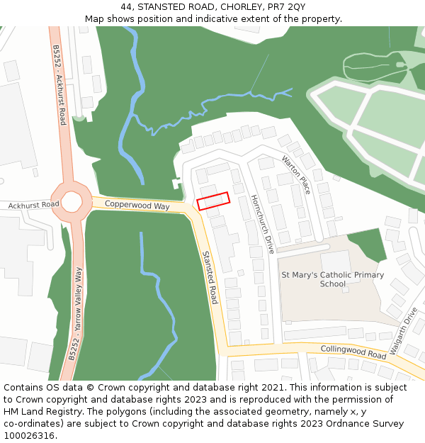 44, STANSTED ROAD, CHORLEY, PR7 2QY: Location map and indicative extent of plot