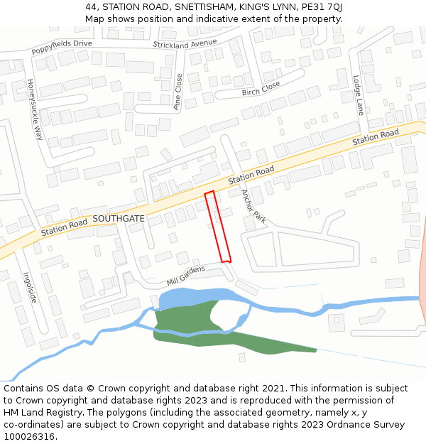 44, STATION ROAD, SNETTISHAM, KING'S LYNN, PE31 7QJ: Location map and indicative extent of plot