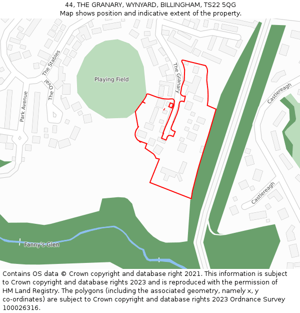 44, THE GRANARY, WYNYARD, BILLINGHAM, TS22 5QG: Location map and indicative extent of plot