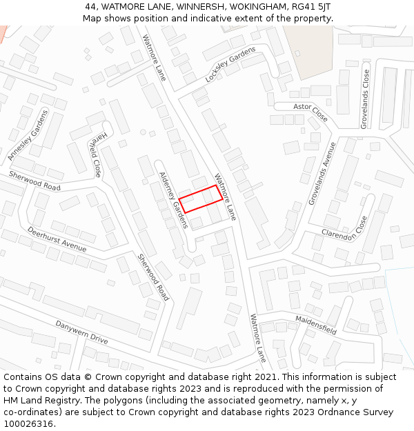 44, WATMORE LANE, WINNERSH, WOKINGHAM, RG41 5JT: Location map and indicative extent of plot