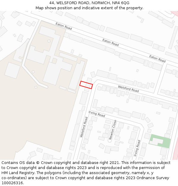 44, WELSFORD ROAD, NORWICH, NR4 6QG: Location map and indicative extent of plot